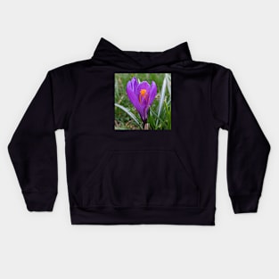 Purple and Orange Flower in Grass Kids Hoodie